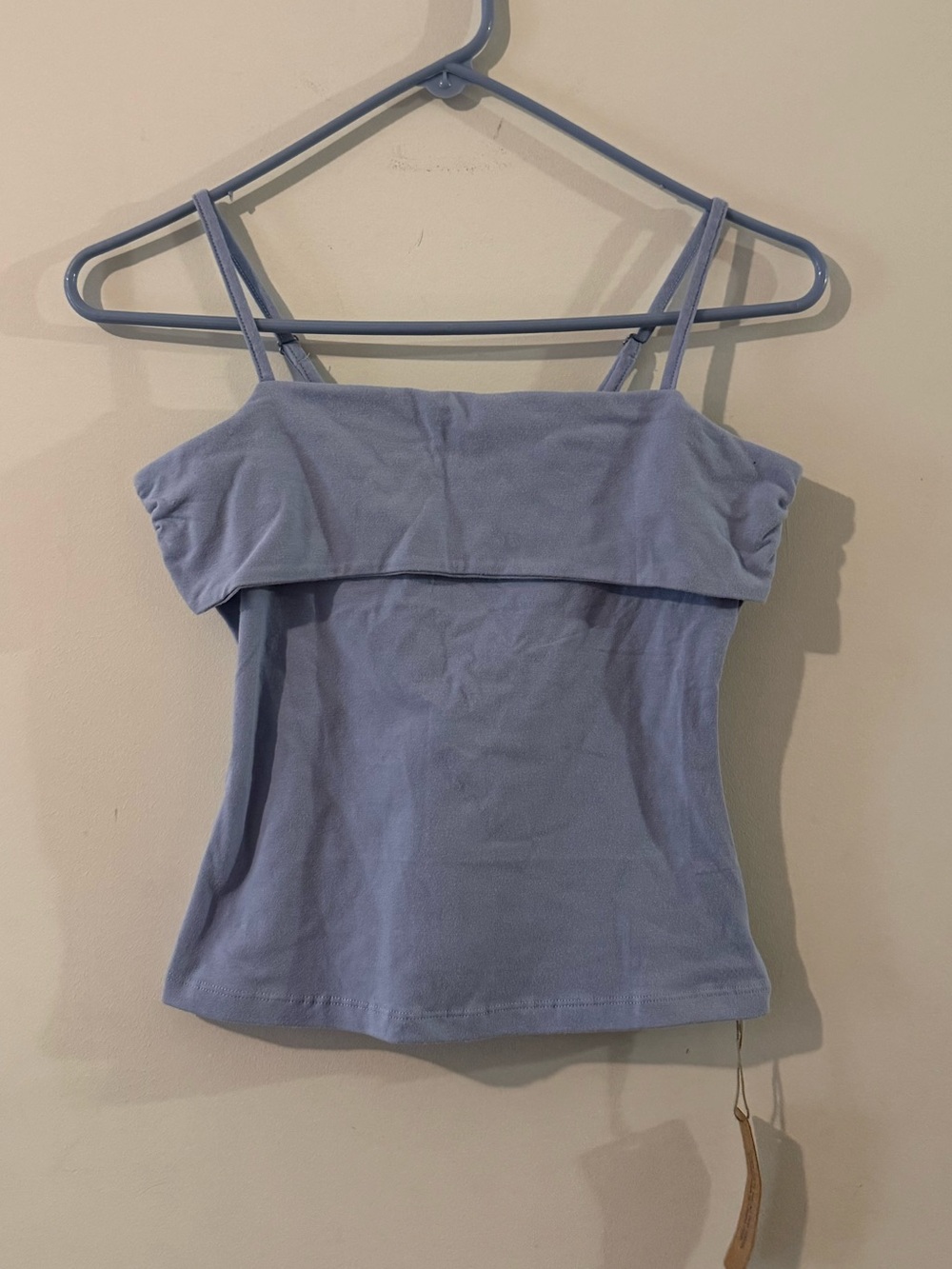 Fold-Over Light Blue Women’s Cami Top with Double Straps